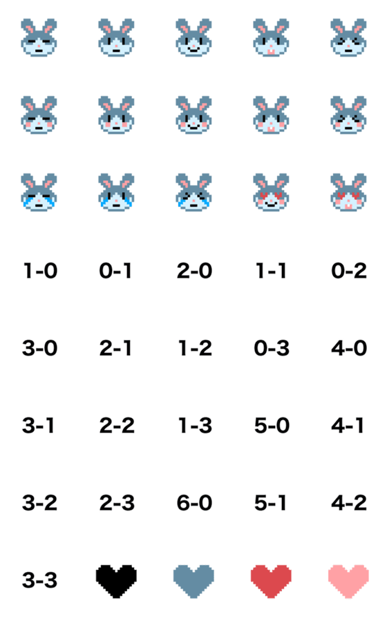 [LINE絵文字]ドットうさぎと数字の画像一覧