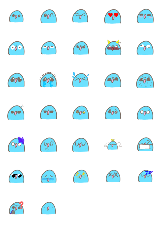 [LINE絵文字]healing parakeet Emojiの画像一覧