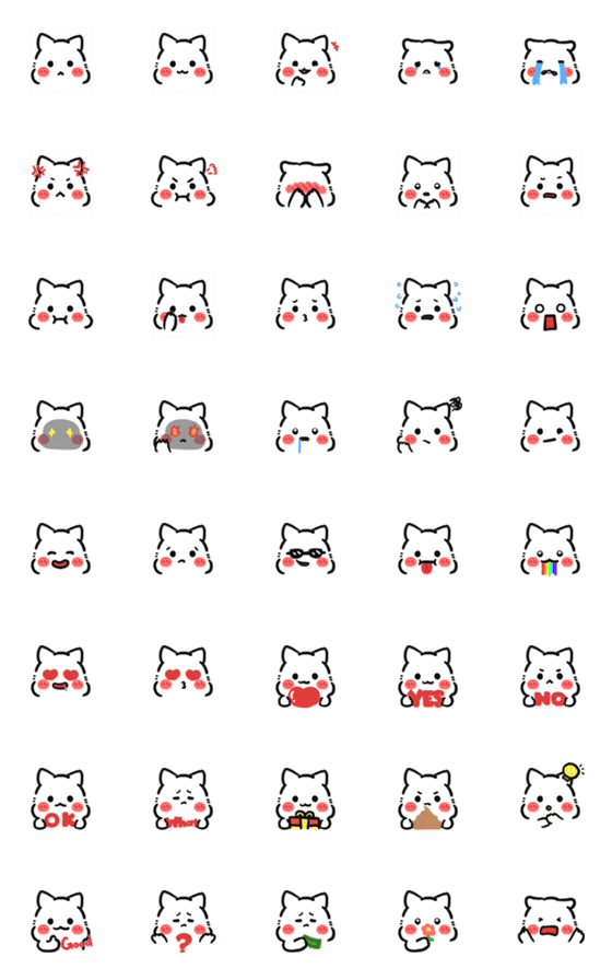 [LINE絵文字]white cat fatの画像一覧