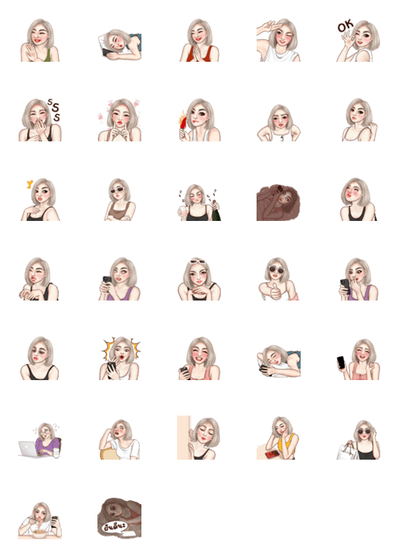 [LINE絵文字]Angela social girl (emoji)の画像一覧