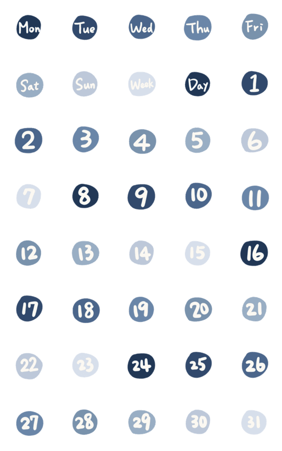 [LINE絵文字]Date ＆ Number - Blue Colorの画像一覧