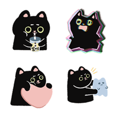 [LINE絵文字] Black cat and little ghost catの画像