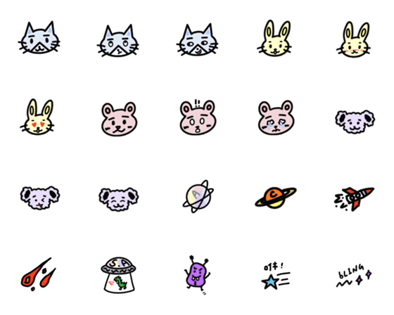 [LINE絵文字]my space animals emoji 1の画像一覧