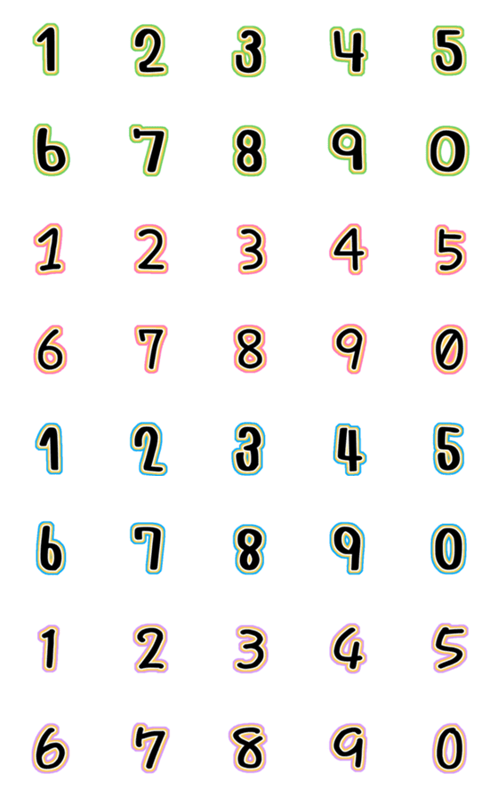 [LINE絵文字]Number colour whiteの画像一覧