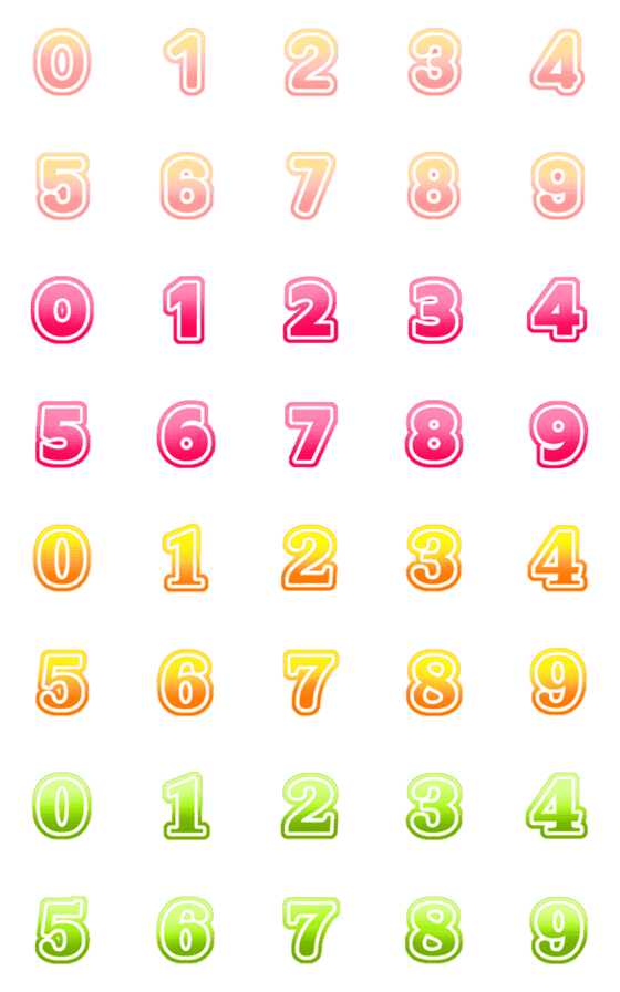 [LINE絵文字]Emoji numbers, sweet colors, super cute.の画像一覧