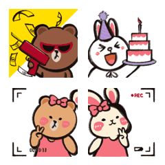 [LINE絵文字] Rambutan Rabbit x BROWN ＆ FRIENDS Emojiの画像