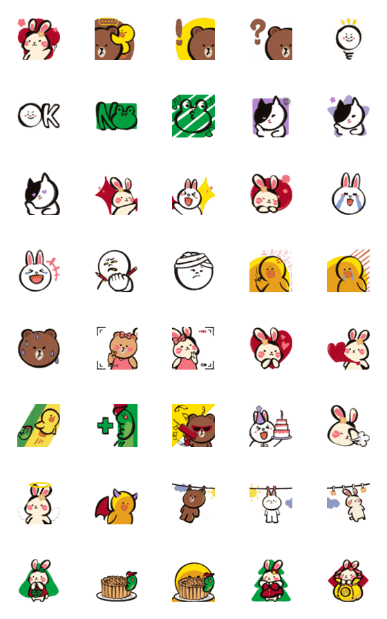 [LINE絵文字]Rambutan Rabbit x BROWN ＆ FRIENDS Emojiの画像一覧