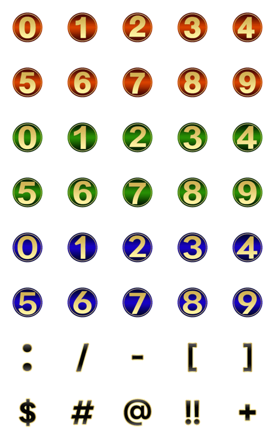 [LINE絵文字]Numbers in gradient circlesの画像一覧