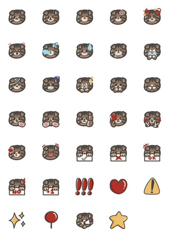 [LINE絵文字]Tora the Cat Emoji 01の画像一覧