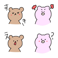 [LINE絵文字] シンプルなくまとぶたの画像