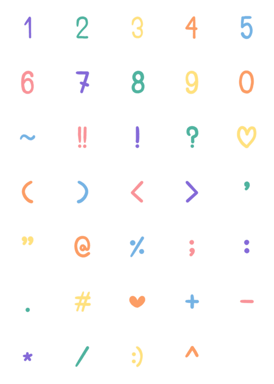 [LINE絵文字]number pastel colorの画像一覧