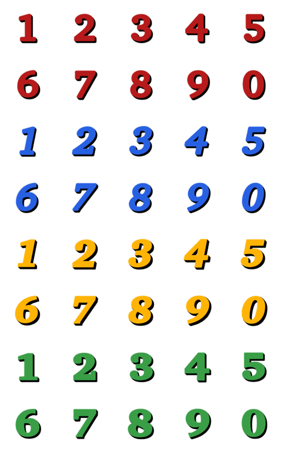 [LINE絵文字]Number colour classic animation emojiの画像一覧