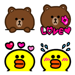 [LINE絵文字] LINE FRIENDS ブラウン♡サリー 絵文字の画像