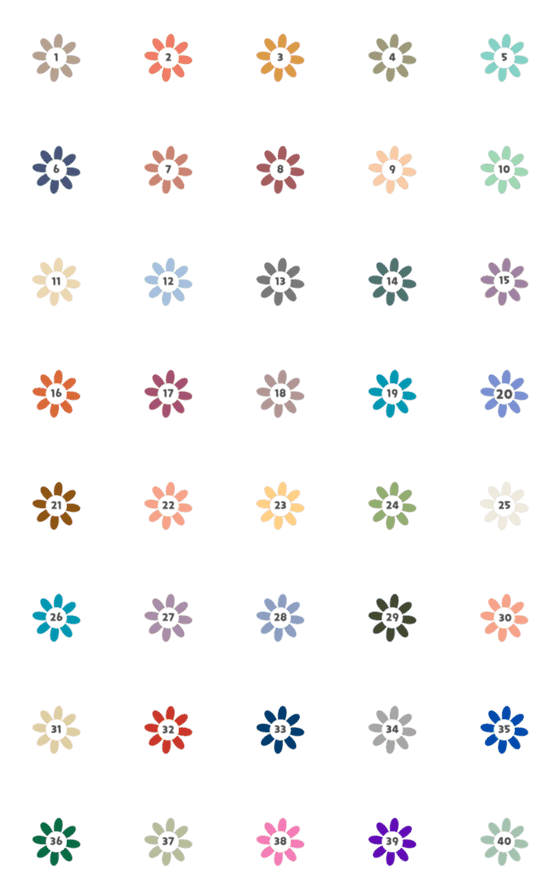 [LINE絵文字]colorful flower numberの画像一覧