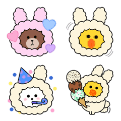 [LINE絵文字] ふわかわ♡うさぎ LINE FRIENDS  修正版の画像