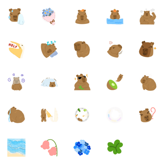 [LINE絵文字]Capybara＆Pelicanの画像一覧