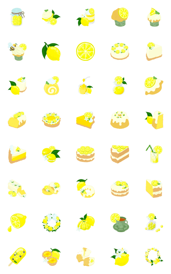 [LINE絵文字]Dreamy Lemon Sweets Emojiの画像一覧