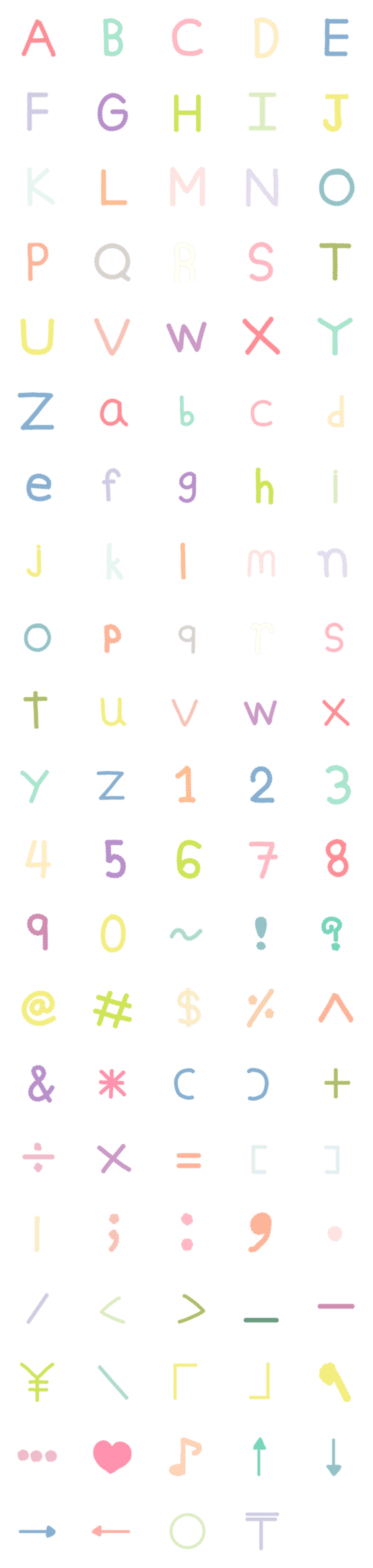 [LINE絵文字]Alphabet English PukPui ver.Pastel Colorの画像一覧