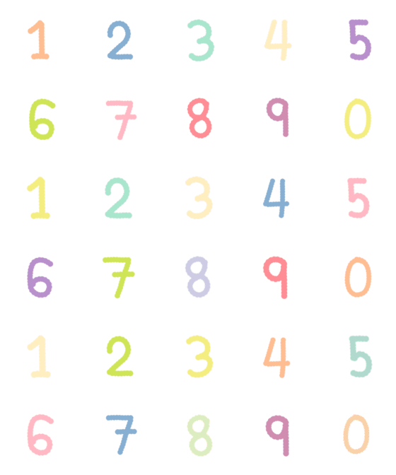 [LINE絵文字]Number PukPui ver.Pastel Colorの画像一覧