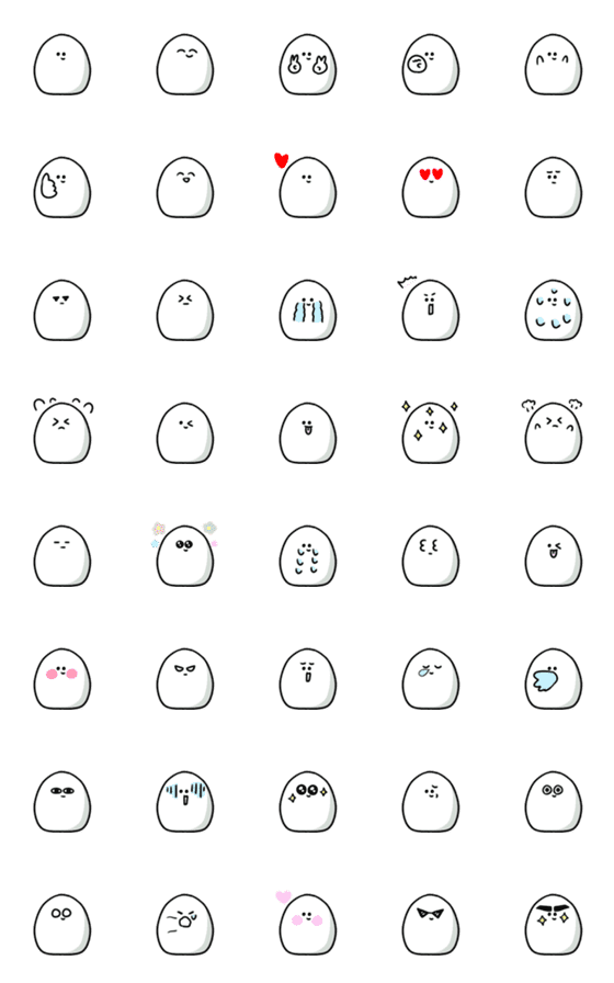 [LINE絵文字]シンプル ゆでたまご 日常会話の画像一覧