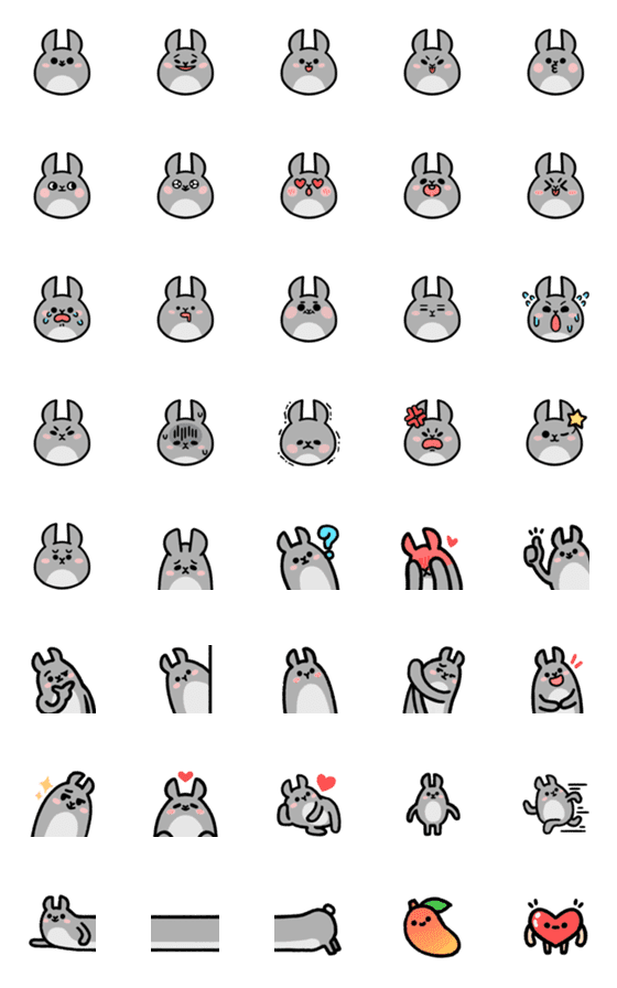 [LINE絵文字]Me_lapin-Cute Emoji Revised Versionの画像一覧