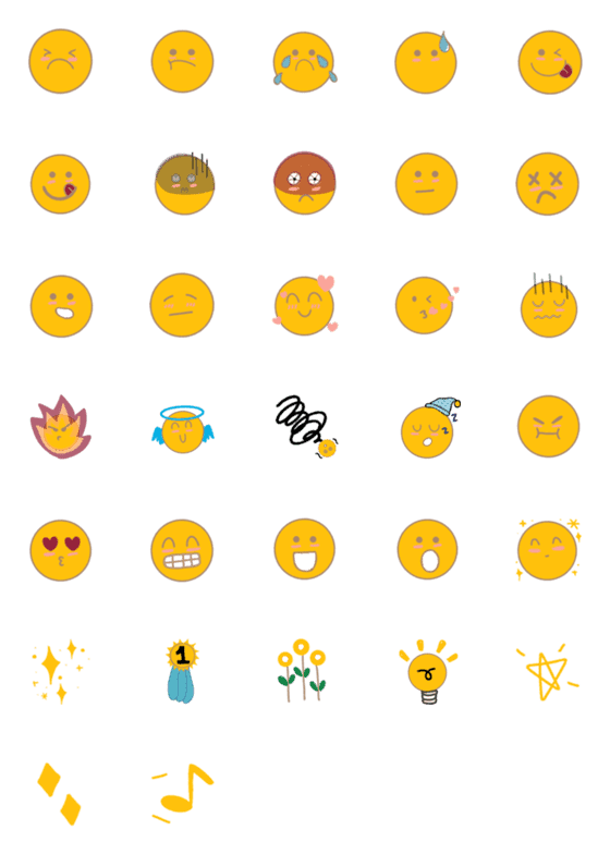 [LINE絵文字]Yellow smileyの画像一覧