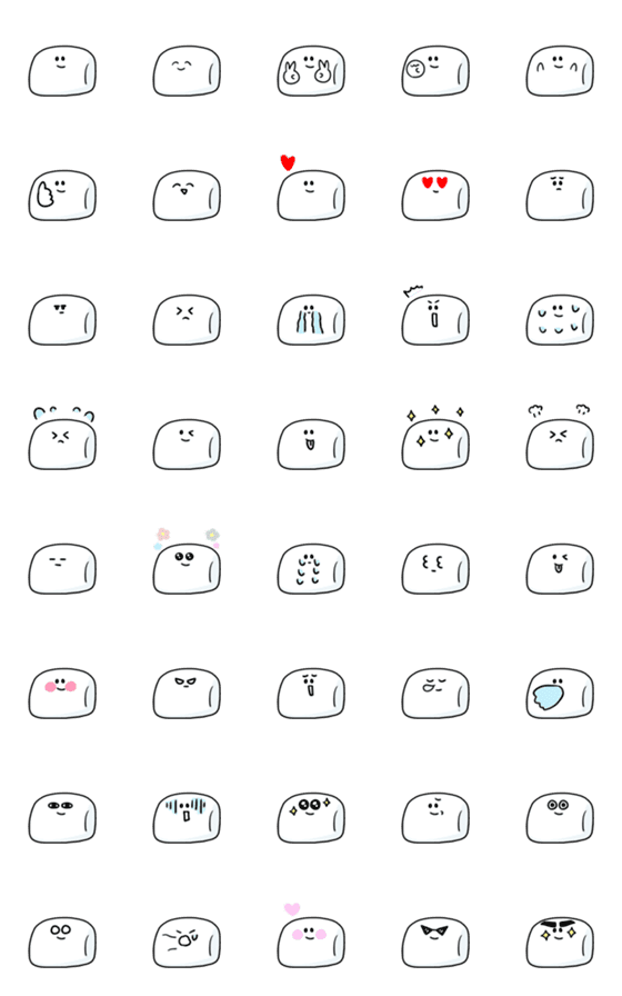 [LINE絵文字]シンプル マシュマロ 日常会話の画像一覧