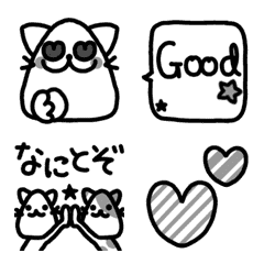 [LINE絵文字] ＊動く！simpleモノトーン＆neko＊の画像