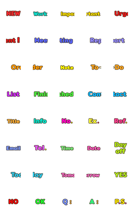 [LINE絵文字][Eng] Topics and abbreviations for workの画像一覧