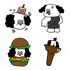 [LINE絵文字] 03 black and white puppyの画像