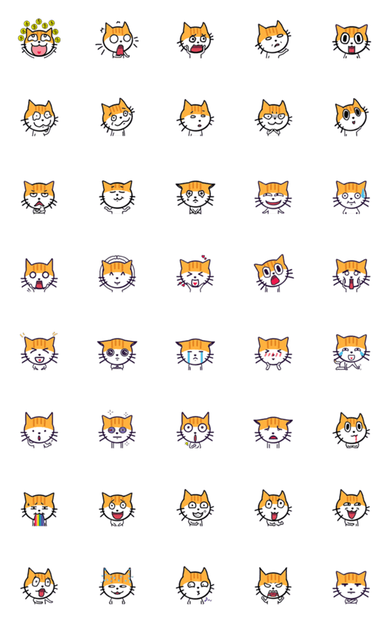 [LINE絵文字]A Orange Meow emoji stickersの画像一覧