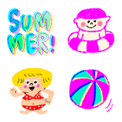 [LINE絵文字] 夏に使えるポップカワイイ絵文字の画像