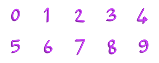 [LINE絵文字]Number purple neon 3dの画像一覧