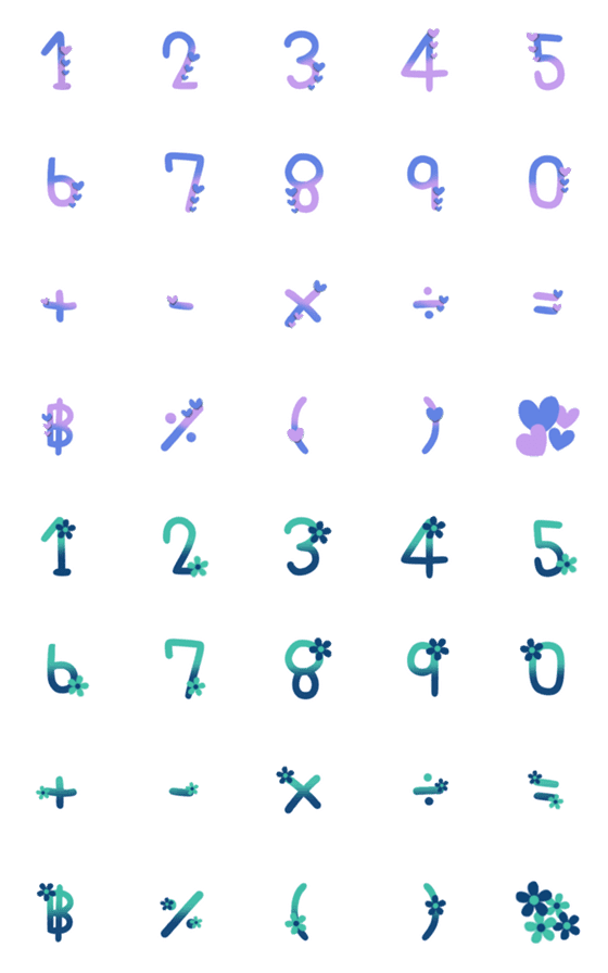 [LINE絵文字]Number cute pastel two tone emojiの画像一覧