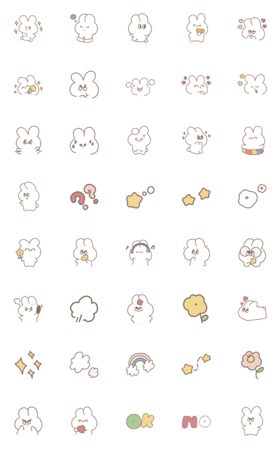 [LINE絵文字]Emoji Rabbit cute *の画像一覧