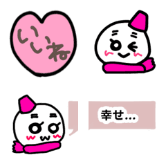 [LINE絵文字] ピンクの雪だるまちゃんの画像