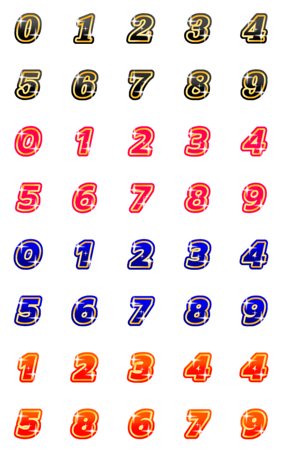 [LINE絵文字]Numerals, elegant, glittering (Italic)の画像一覧