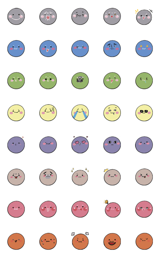 [LINE絵文字]Polka Dot Practical Emoji Stickersの画像一覧