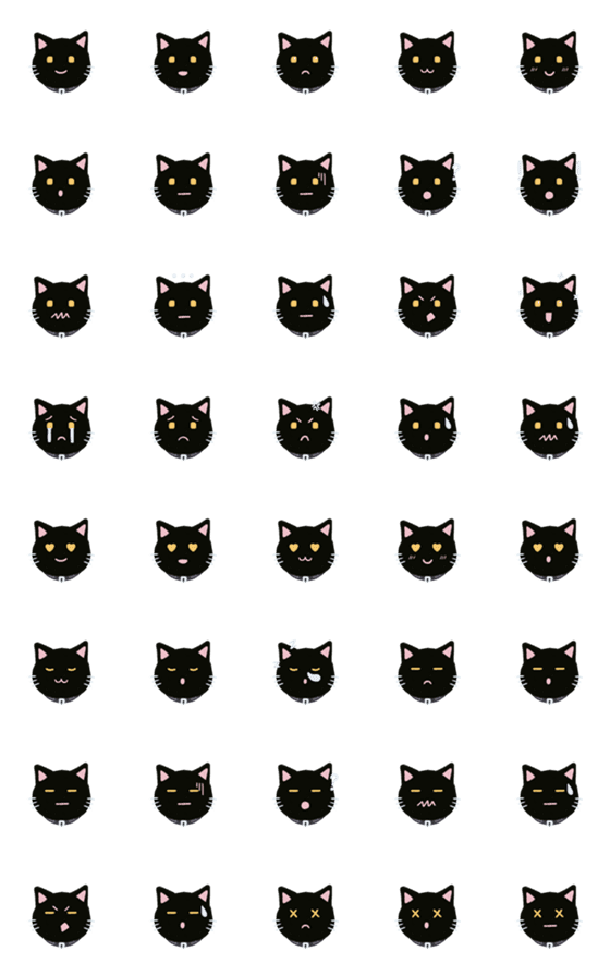 [LINE絵文字]Niljuu : Black cat emojiの画像一覧