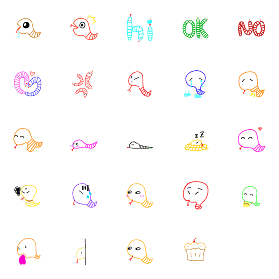 [LINE絵文字]Cute Snakeの画像一覧