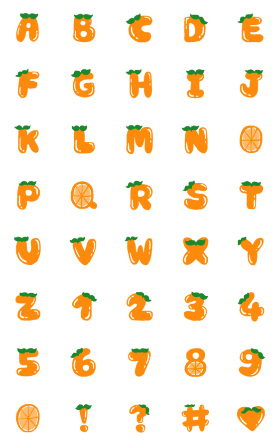 [LINE絵文字]Cute Orange Fontの画像一覧