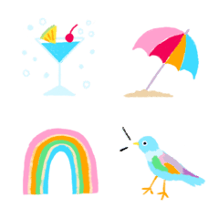 [LINE絵文字] Colorful Happy Summer Vibes cute emojisの画像