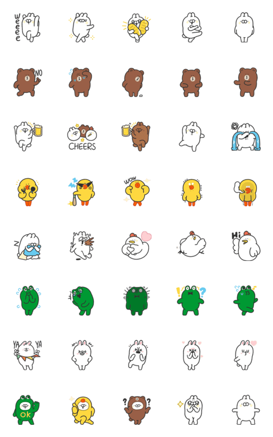 [LINE絵文字]ugly white rabbit Emoji 2- with brown！の画像一覧