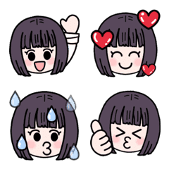 [LINE絵文字] 動く♡黒髪ボブちゃんの画像