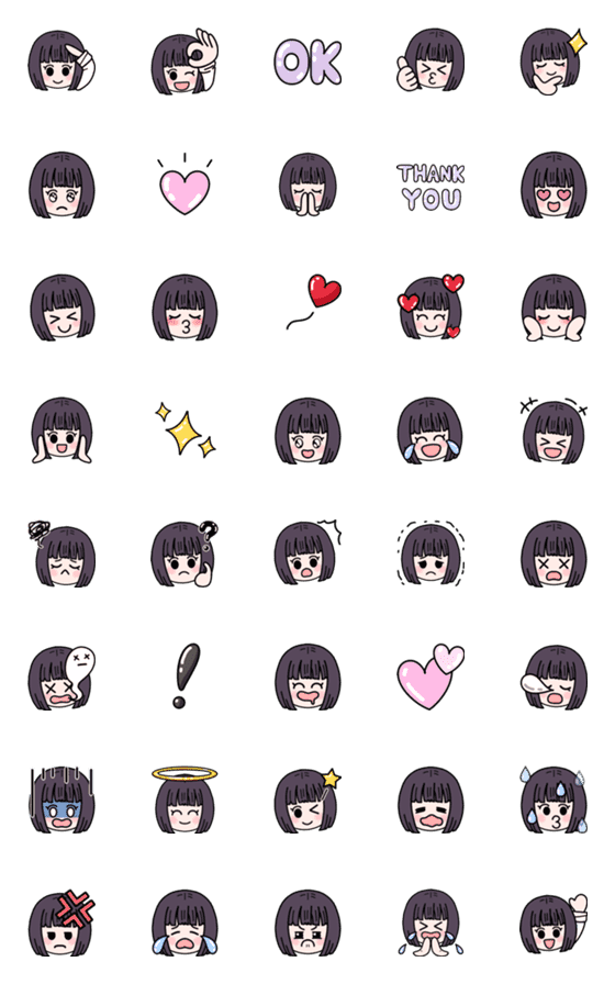 [LINE絵文字]動く♡黒髪ボブちゃんの画像一覧