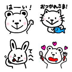 [LINE絵文字] ゆる〜くかわいいネコとうさぎとクマの画像