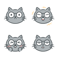 [LINE絵文字] gray cat with glassesの画像