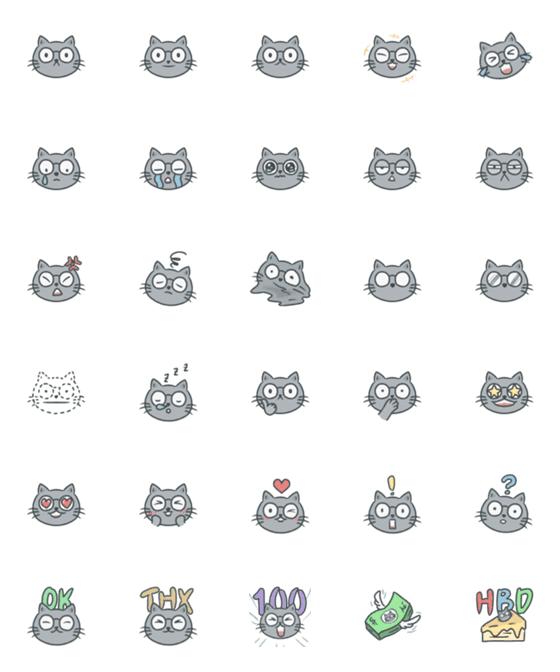 [LINE絵文字]gray cat with glassesの画像一覧