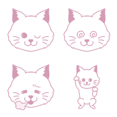 [LINE絵文字] 動く！ピンクと白のねこ絵文字の画像