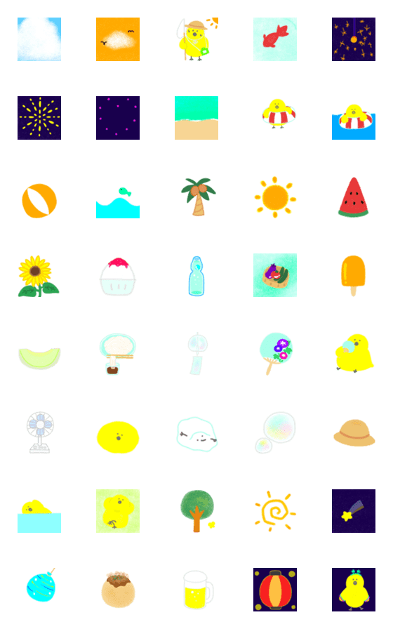 [LINE絵文字]動く！使いやすそうな夏の絵文字。の画像一覧